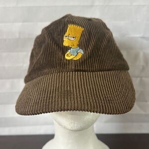 Brown Corduroy Cap with Bart Simpson Embroidered
